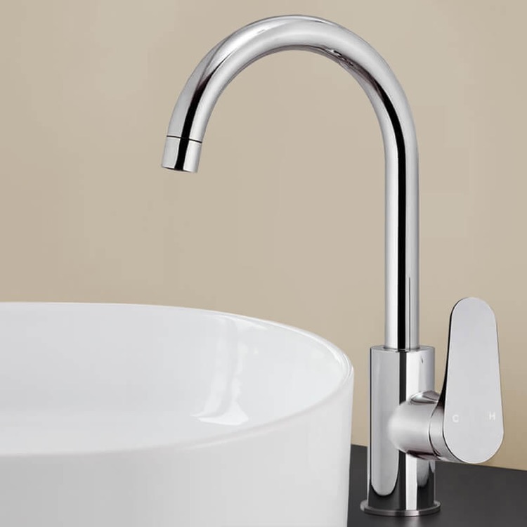 Bathroom Faucet, Remer L72USNL-CR, Chrome Round Vessel Sink Faucet